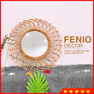 Gương mây tre treo tường decor - Đường kính 60cm