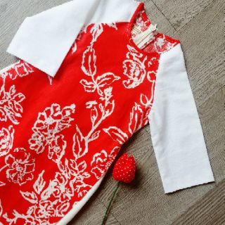 Áo dài linen hoa đỏ
