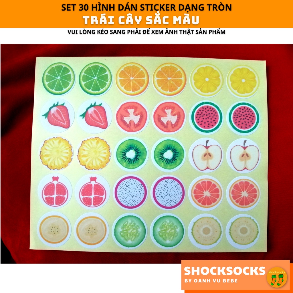 🔥 SET 30 HÌNH DÁN STICKER HÌNH TRÁI CÂY 🔥