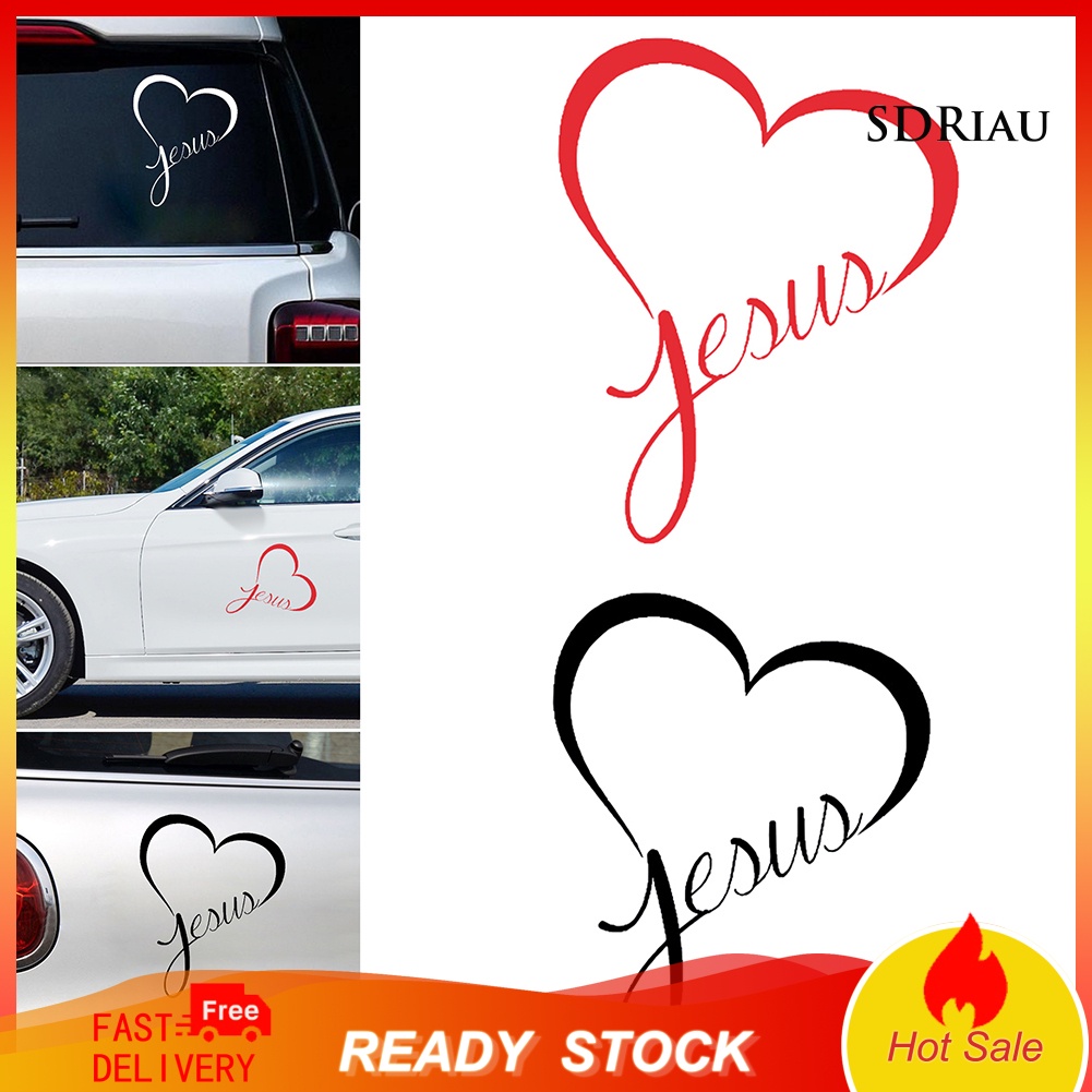 Miếng Dán Trang Trí Cửa Sổ Xe Hơi Chống Nước Tháo Được Hình Chúa Jesus Và Trái Tim