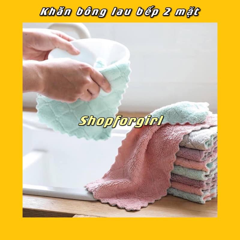 Khăn Bông Lau Bếp, Lau Tay, Lau Chén Bát - Khăn Vệ Sinh Đa Năng 2 Mặt Siêu Thấm Hút - SHOPFORGIRL