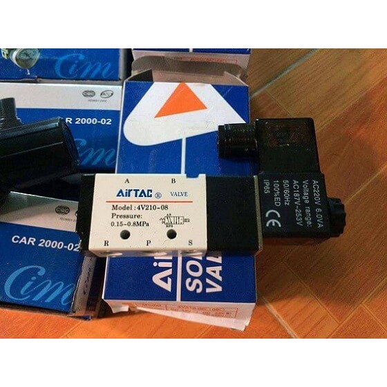 Van điện từ 5/2 airtac 4v210-08 điện áp 220v,24, 12v, 110v