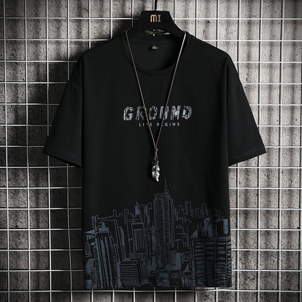 Áo Thun Tay Ngắn Cổ Tròn Dáng Rộng Thời Trang Mùa Hè Cho Nam Size M-3XL