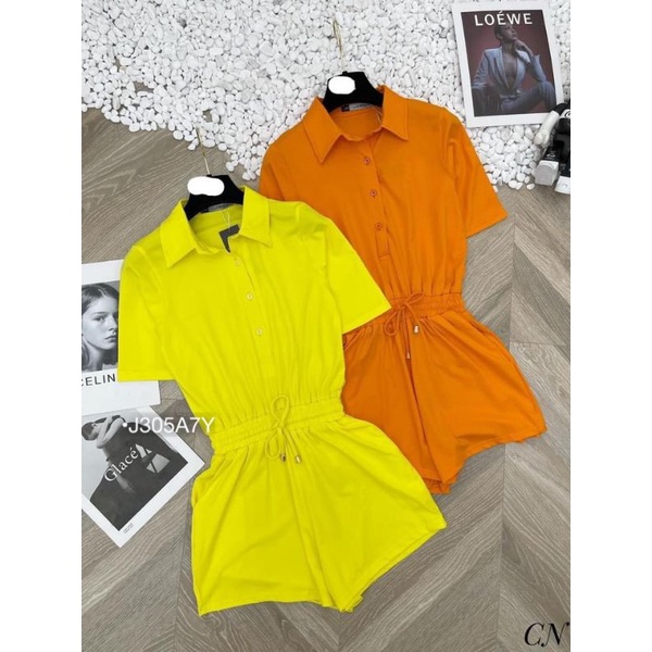 [Ảnh Thật] Set Đồ Bay Nữ Quần Đùi Jum Short Sơ Mi Kiểu Tay Ngắn Bo Chun Rút Eo Vải Thô Mịn Thời Trang Đi Biển Dạo Phố