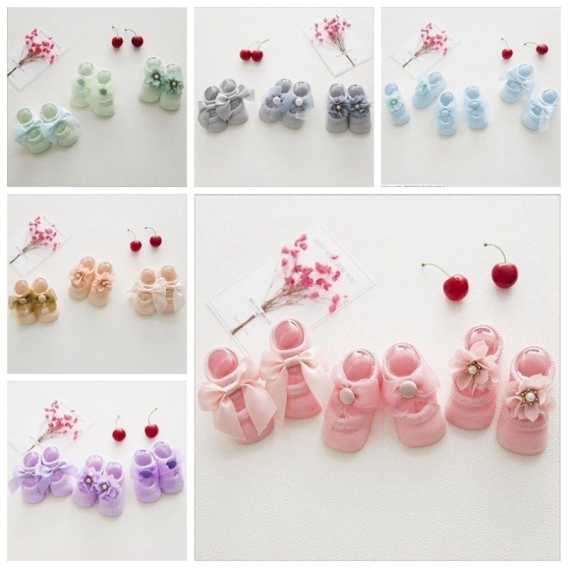 Set 3 đôi vớ cotton dễ thương giả giày cho bé gái 0-3 tuổi