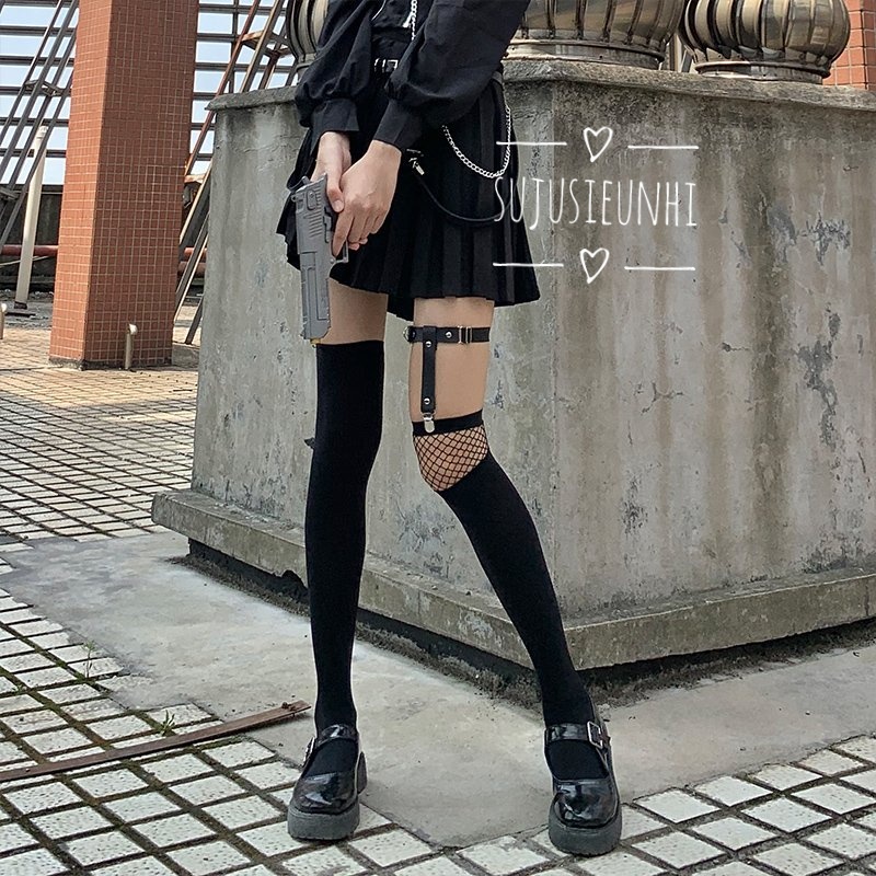 Kẹp giữ tất/garter mẫu đơn giản màu đen cá tính-phụ kiện đi với vớ cosplay jk lolita