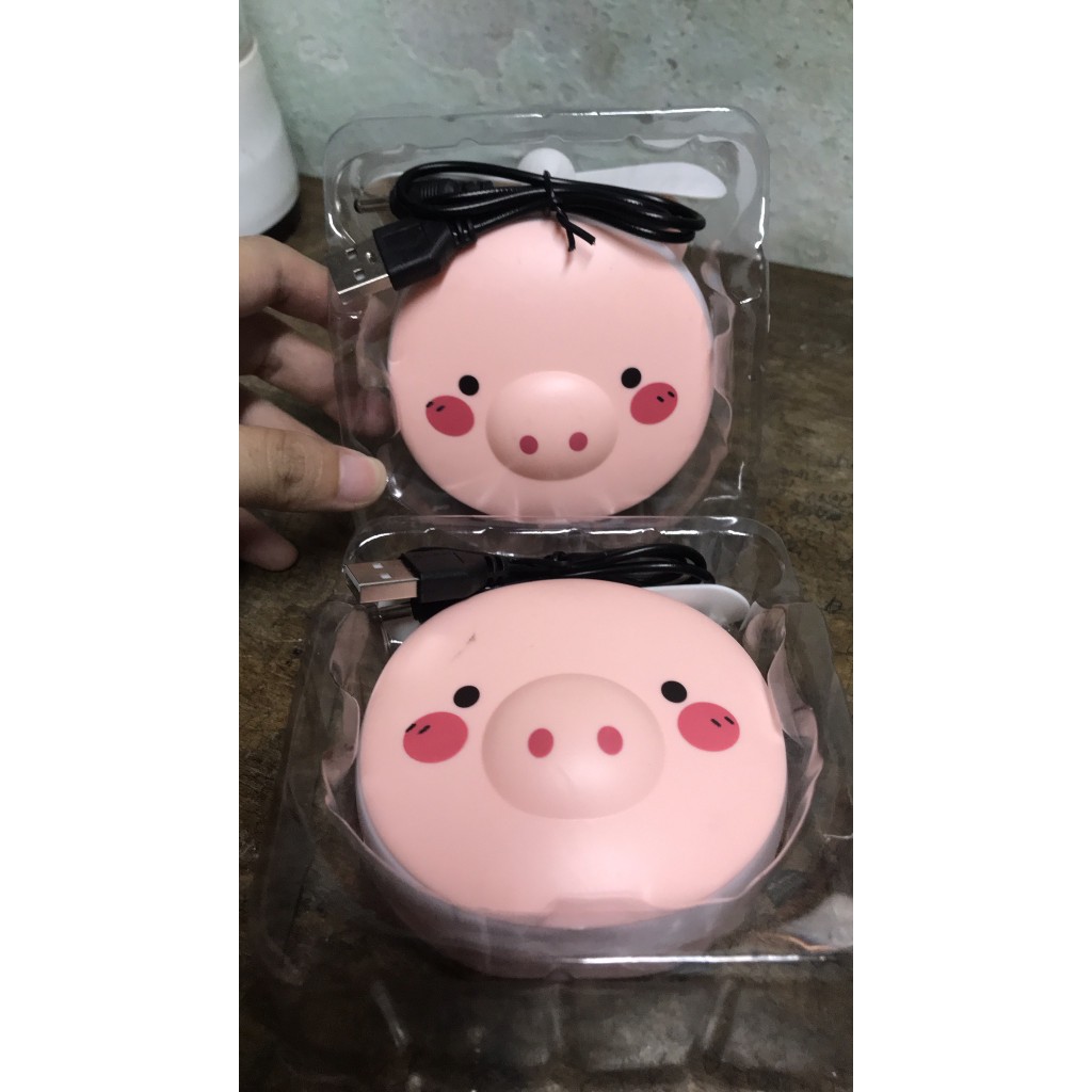 [1 Đổi 1 - Freeship]Quạt mini cầm tay hình con heo đa năng 3 trong 1 có đèn led có gương cực dễ thương | BigBuy360 - bigbuy360.vn