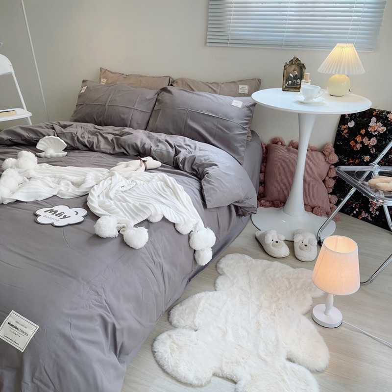 Bộ chăn ga gối Cotton Tici trơn một màu MÂY BEDDING đủ kích thước nệm