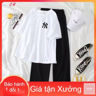 Sét áo logo N Y + quần ống rộng dáng dài  - LEEDA