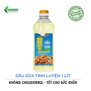 [FREESHIP] Dầu dừa tinh luyện Vietcoco 1L (Dùng trong nấu ăn) Refind coconut oil Organic