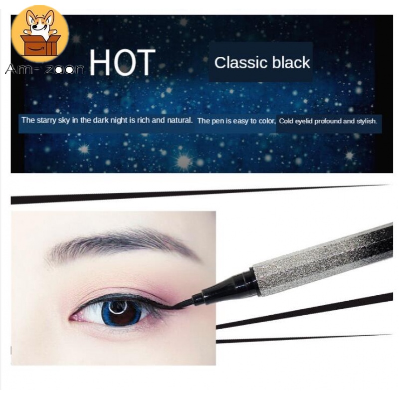 Bút Kẻ Mắt Dạng Lỏng Màu Đen/Nâu Chống Thấm Lâu Trôi Dưỡng Ẩm Thiết Kế Vỏ Lấp Lánh