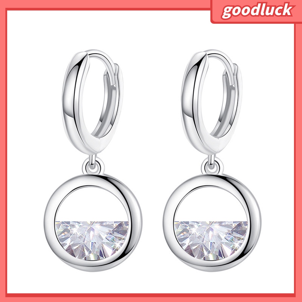 Set Dây Chuyền + Đôi Khuyên Tai Mặt Tròn Đính Đá Thời Trang Cho Nữ