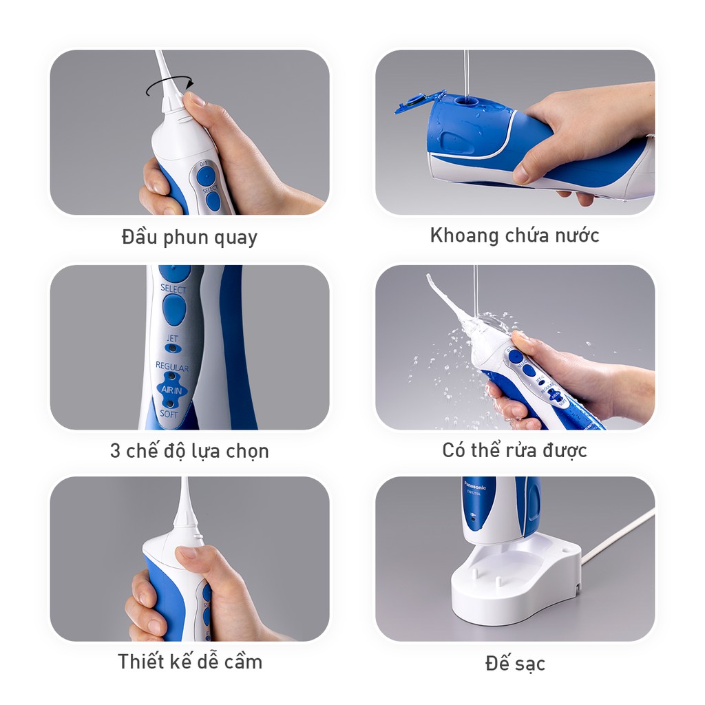 [MÃ COSPANA5 GIẢM 10% ĐƠN 600K] Máy Tăm Nước Panasonic Cầm Tay Dùng Pin Sạc EW1211A425