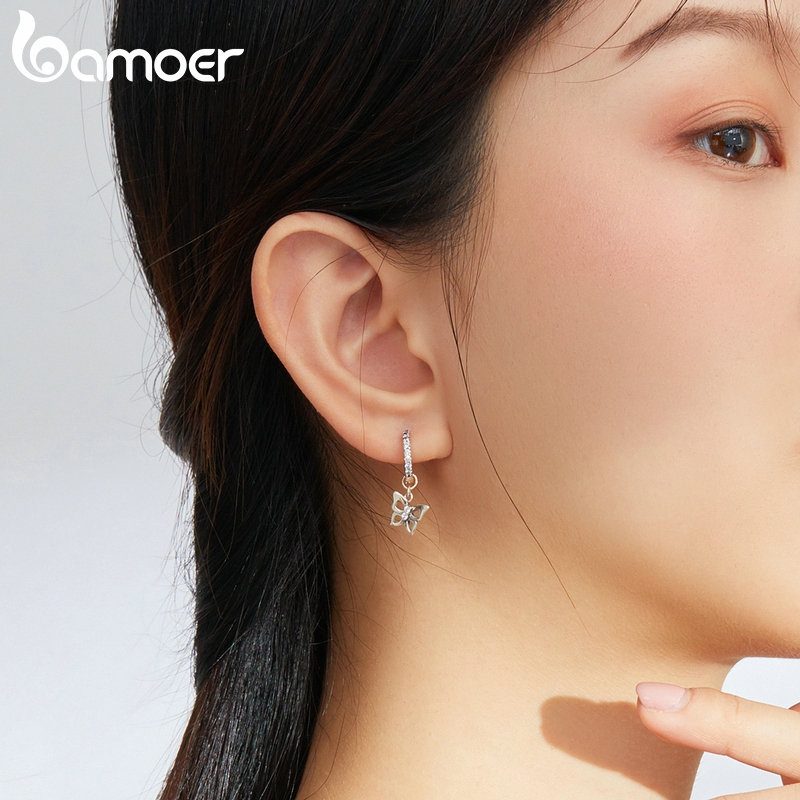 Bông tai Bamoer SCE833 hình bướm chất liệu bạc 925 thời trang sành điệu cho nữ