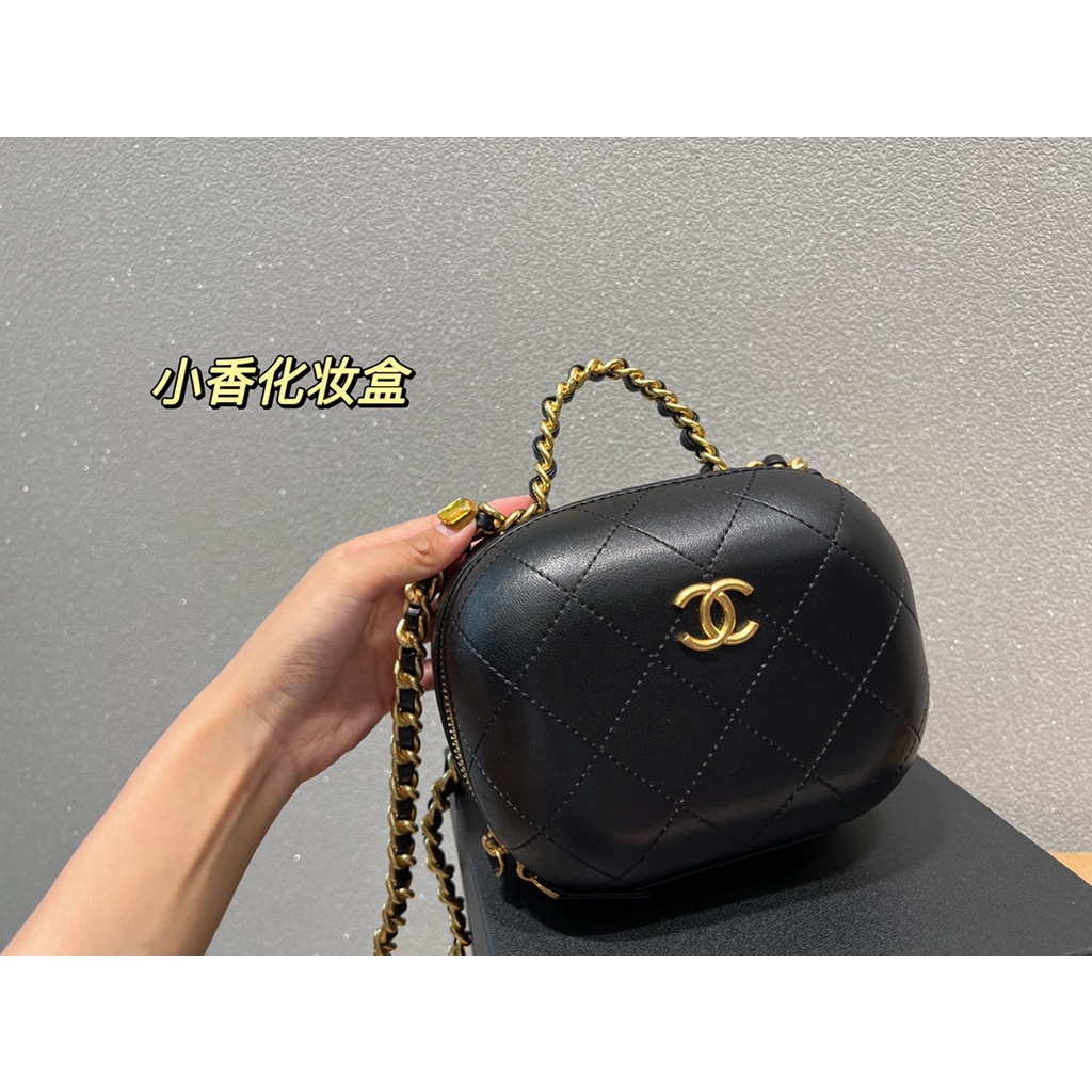 Túi xách nữ da thật hình hộp có dây đeo chéo Channel cao cấp, thời thượng