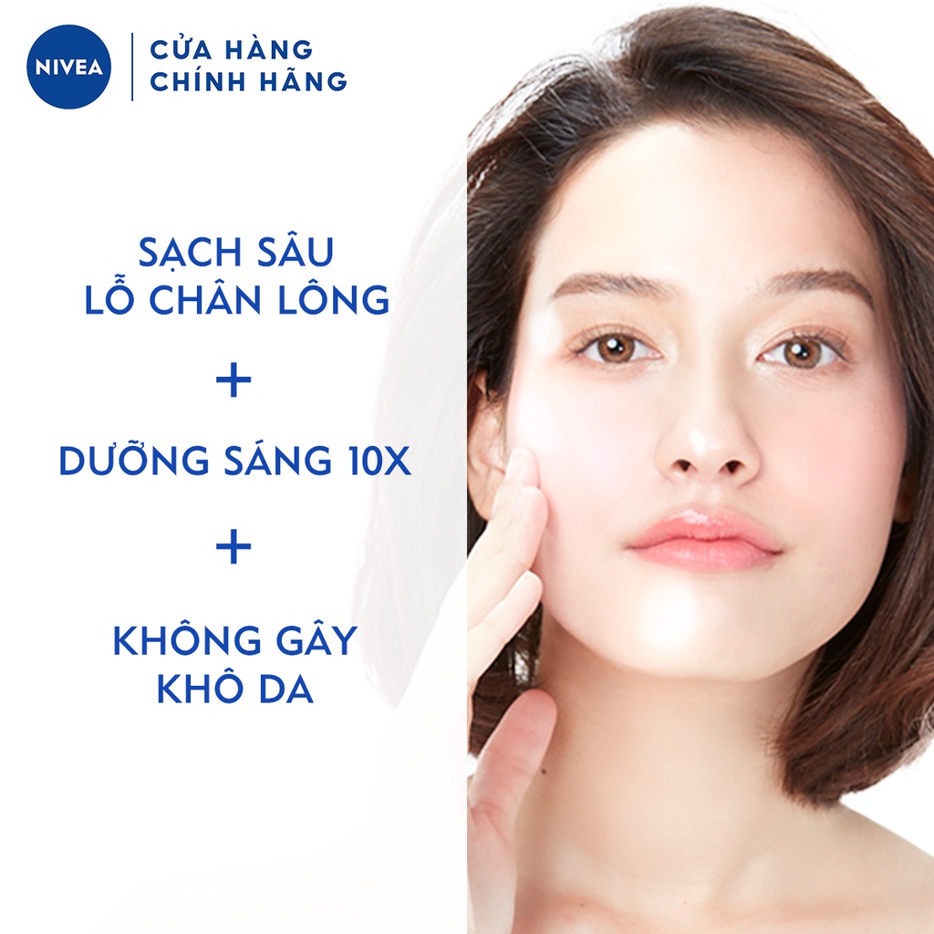 Bộ sản phẩm làm sạch &amp; sáng da NIVEA: Nước tẩy trang 400ml &amp; Sữa rửa mặt Pearl White, Nước hoa hồng 200ML