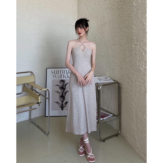 Mera dress - Đầm thun gân dây chéo cổ - Somalyng.studio