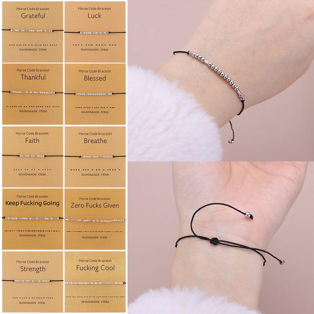 Vòng Tay Cặp Đôi Kèm Thẻ Khắc Chữ Thankful Độc Đáo Thời Trang