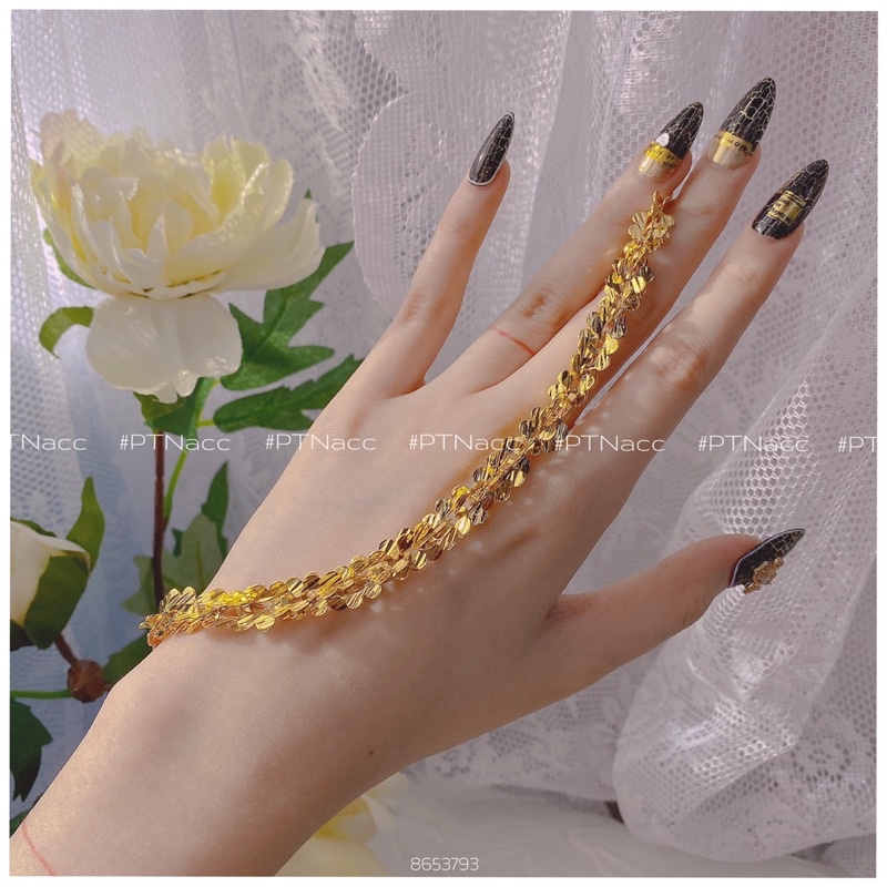 Các mẫu lắc tay xoắn lá, lắc xoắn hoa mai xi bạch kim nhiều size, điều chỉnh kích thước theo size tay .PTNACC.