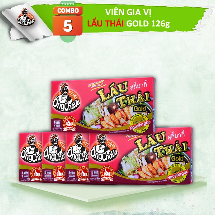 Combo 5 Hộp Viên Gia Vị Lẩu Thái Gold Ông Chà Và 126g