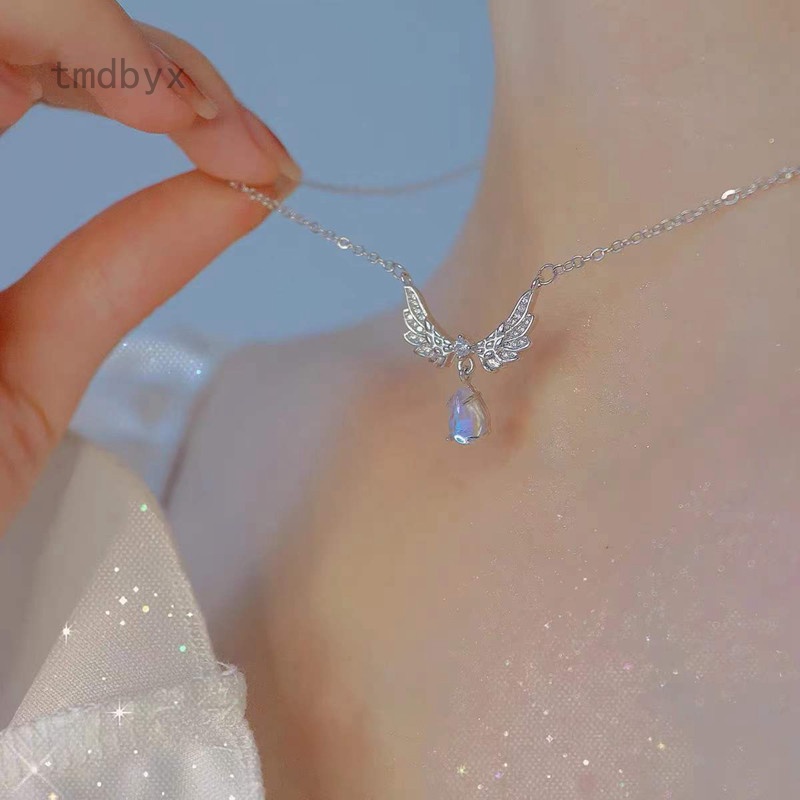 Tmdbyx Vòng cổ Bạc Mặt Hình Đôi Cánh Thiên Thần Đính Đá Zircon Phong Cách Thái Lan Hàng Mới