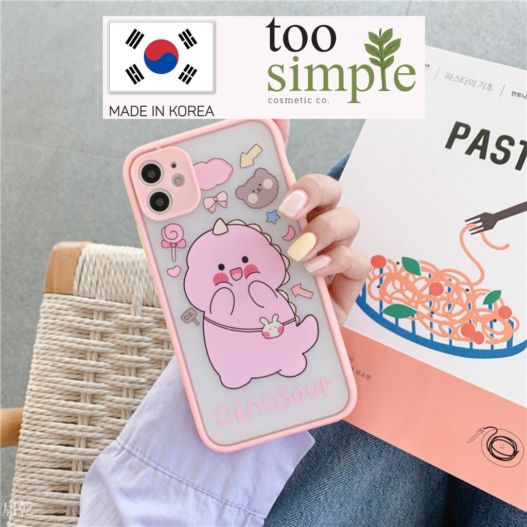 Ốp lưng iphone Cute Dino nhám viền nổi cong 5/5s/6/6plus/6s/6splus/7/7plus/8/8plus/x/xr/xs/11/12/pro/max/plus/promax