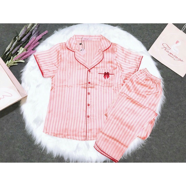 Đồ bộ lụa satin Flamingo (TNQD)