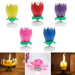 Nến Sinh Nhật 3D Tự Động Nở Hoa - Xoay Tròn