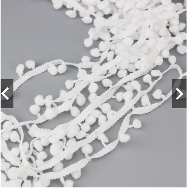 ⚡Nhiều màu⚡ 1m dây ren đính quả bông pom pom 1cm làm phụ kiện lolita handmade DIY