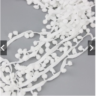 ⚡Có sẵn⚡ 1m dây ren đính quả bông pom pom 1cm làm phụ kiện lolita handmade DIY