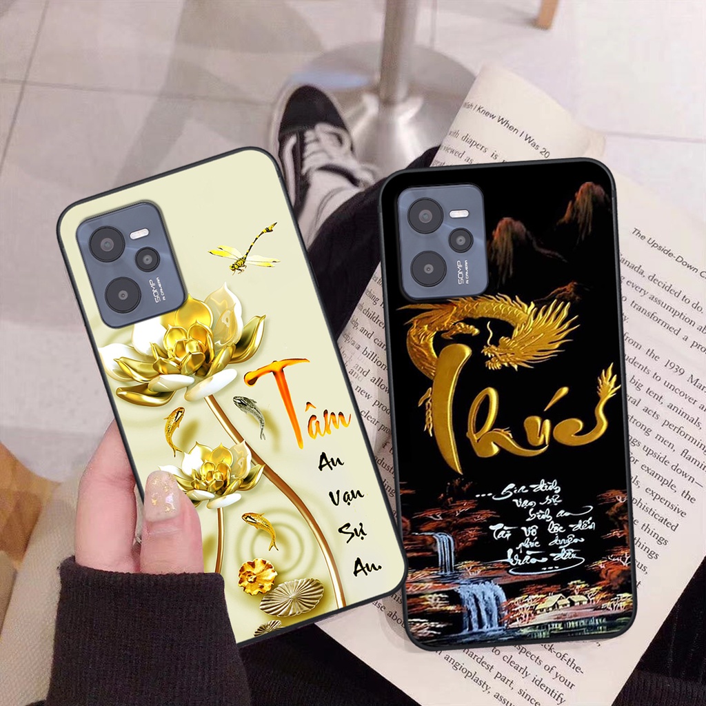 Ốp lưng Realme C35 phiên bản cha mẹ - vợ chồng- chữ thư pháp Tâm, nhẫn, phúc lộc thọ cực đẹp và ý nghĩa