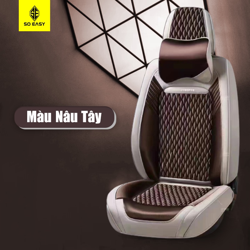 Bọc ghế ô tô So Easy 4-5 chỗ C122-BDGD kèm gối tựa đầu ô tô thoáng khí chắc chắn không dễ rách