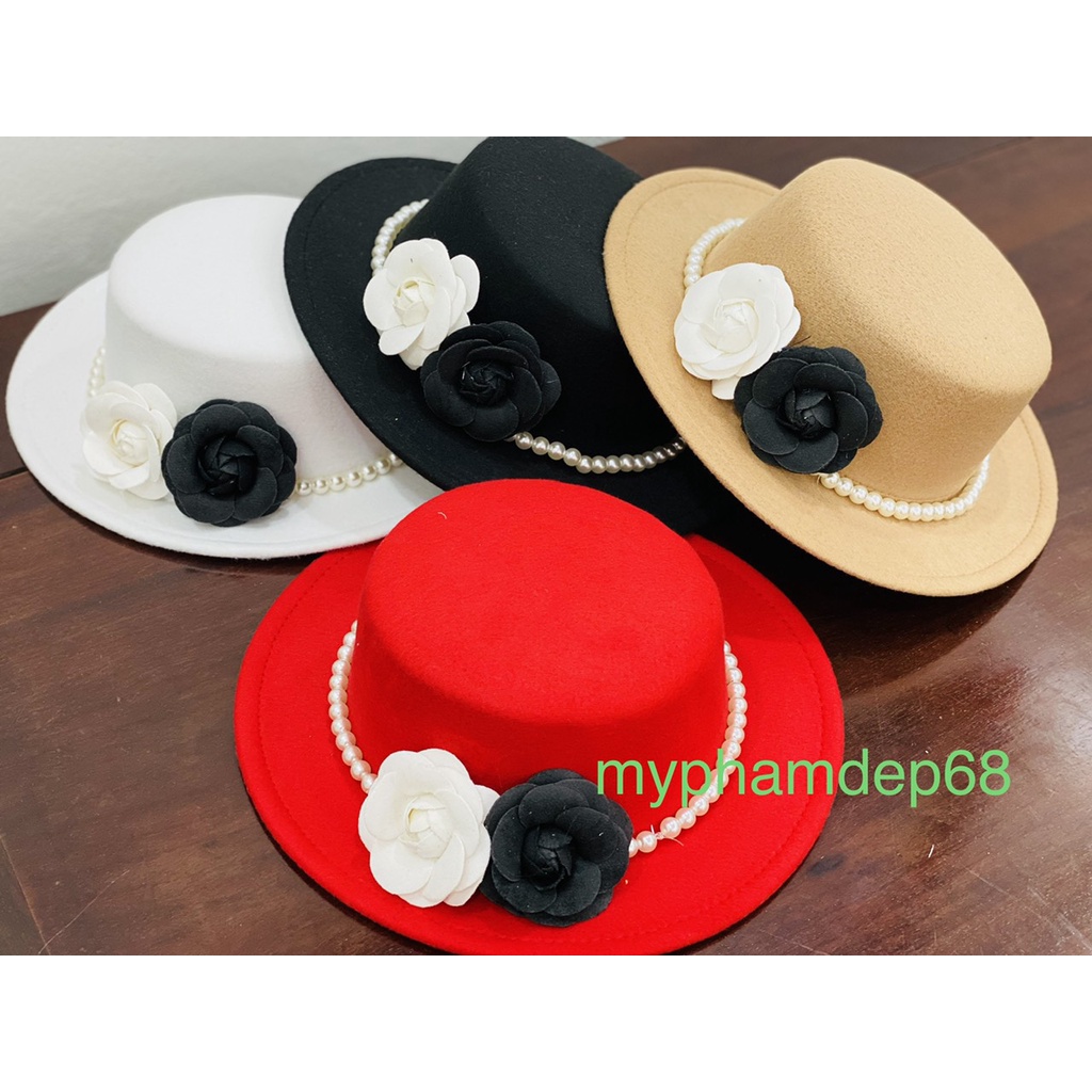 Mũ dạ fedora vành nhỏ đầu tròn đai tiểu thư M9