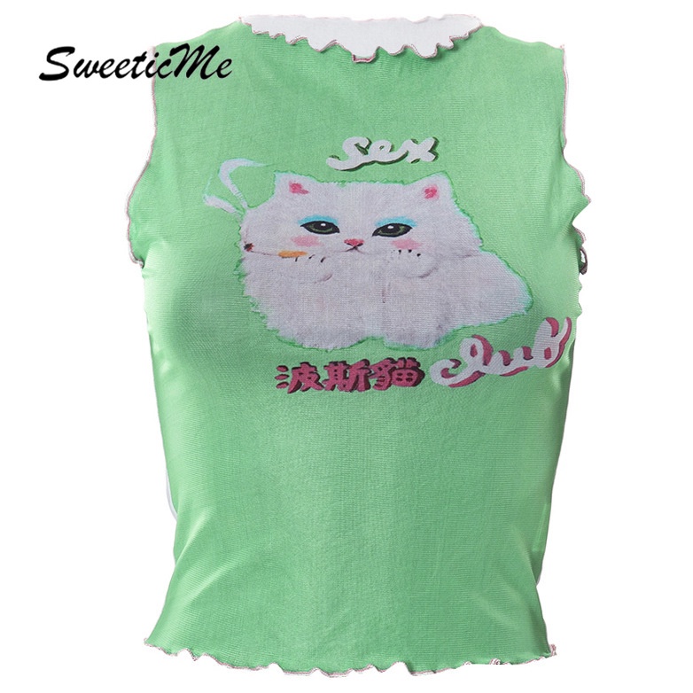 Áo Tank Top In Hình Nấm Kiểu Dáng Mới Thời Trang Cho Nữ