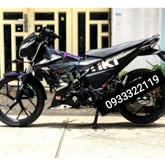 Tem Rời Suzuki Satria Fi F150 - Raider Fi R150 Dán Xe Đen - Chất Liệu Crom Cao Cấp