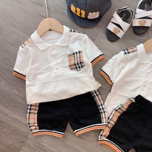 Thời Trang Nữ BÁN SỈ BỘ POLO KẺ VIỀN VAI CHO BÉ TRAI Phương Linh Shop