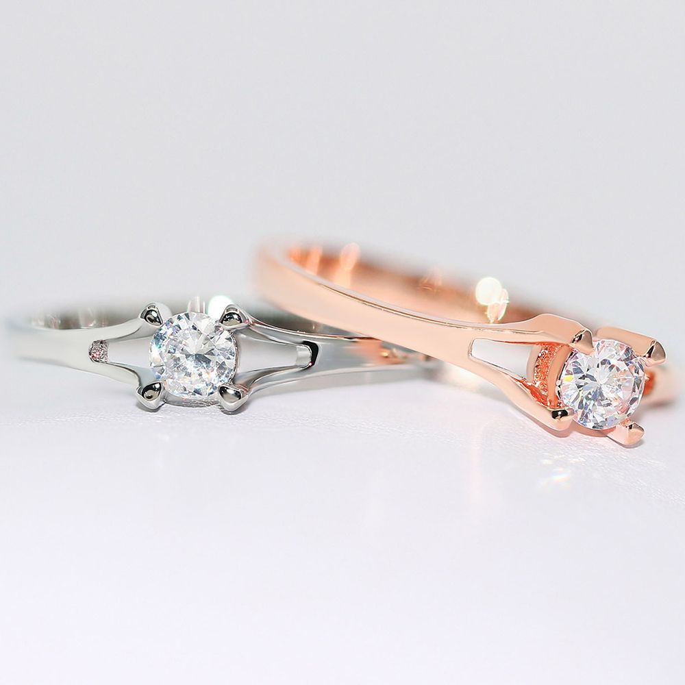 Nhẫn đính đá zircon tròn nhiều màu thời trang cổ điển kích thước 6-10 cho nữ