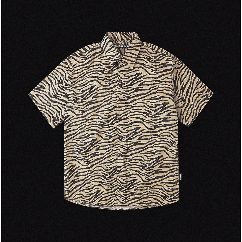 Áo Sơ Mi Tay Ngắn Rằn Ri Unisex TIGER