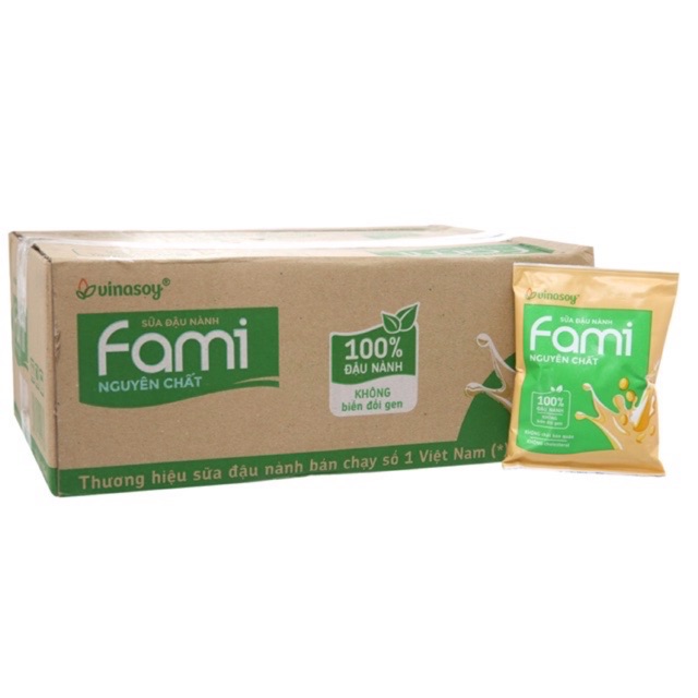 Thùng 40 Bịch Sữa Đậu Nành FAMI Nguyên Chất - 40 bịch x 200ml