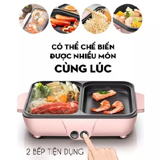 Bếp lẩu điện mini 2 ngăn chống dính
