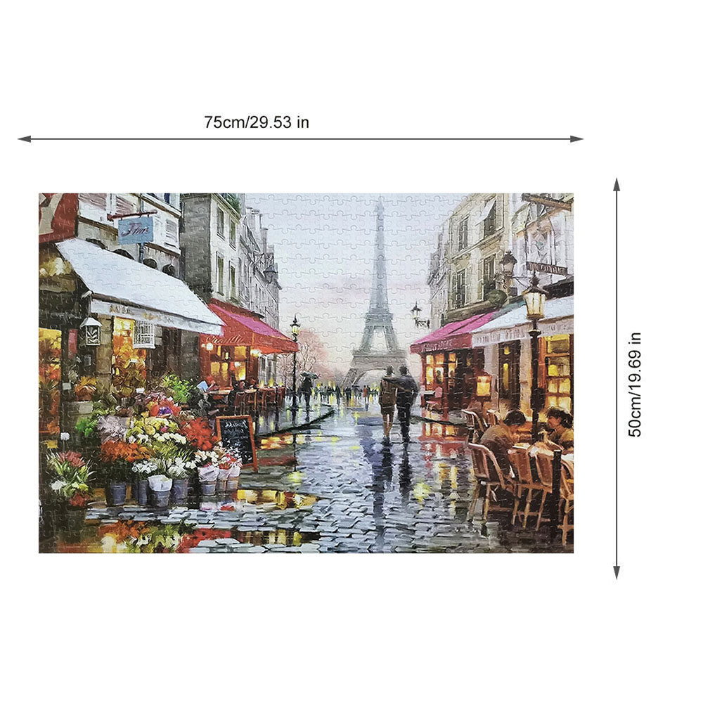 1000 Piece Large Jigsaw Puzzle for Kids (14+Age) and Adults, Paris Street with Eiffel Tower and Flower Shops, Impressionist Oil Painting Art, Great Gift for Birthdays and Christmas, and Home Décor