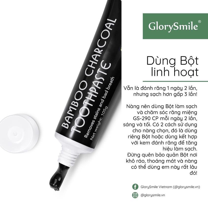 Kem đánh răng than hoạt tính GLORY SMILE trắng răng sau 1 tuần sử dụng