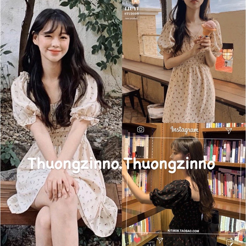 [Ảnh thật/Video]Váy hoa vintage trễ vai chun ngực siêu xinh Đầm hoa nhẹ nhàng | BigBuy360 - bigbuy360.vn