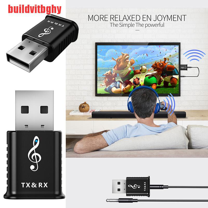 {buildvitbghy}2 IN 1 Bluetooth 5.0 Audio Receiver USB Adapter For TV PC Car AUX Speaker OSE