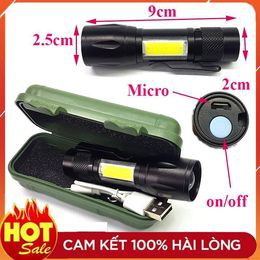 Đèn pin mini siêu sáng , chống nước khi đi mưa, 4 chế độ sáng, sử dụng sạc