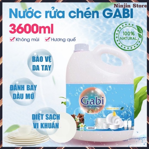 Nước rửa chén bát cao cấp Gabi đậm đặc không hại da tay, nước rửa chén Thái Lan diệt sạch khuẩn 3.6L hương Quế