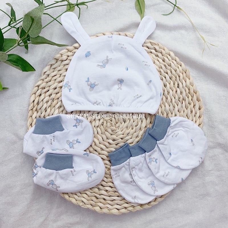 [Miomio Sale] Phụ kiện miomio set mũ bao tay chân cotton 100%