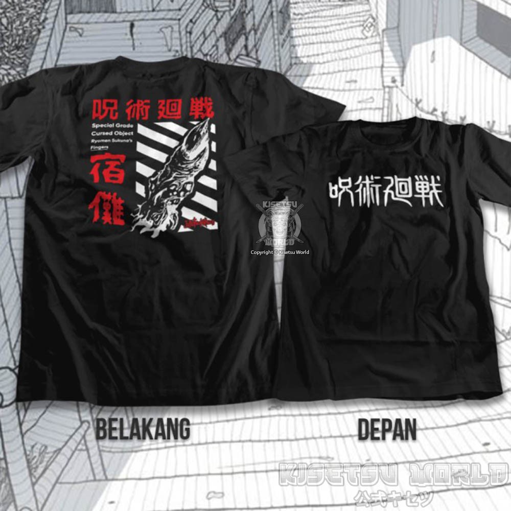Áo phông JUJUTSU KAISEN SUKUNA FINGER KEYCHAIN Baju Karakter Jepang x 6141 Kisetsu Tshirt