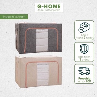 Thùng đựng đồ đa năng, Hộp đựng quần áo, chăn màn Ghome, thùng vải đựng đồ canvas khung inox chắc chắn TV09