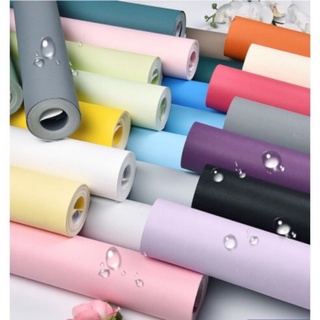 Giấy dán tường cuộn 10m hàng một màu kiểu mới [HÀNG TỐT] - 10m Decal dán tường một màu sang trọng có keo sẵn